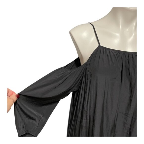 Maje Medium Black Cold Shoulder Spaghetti Straps Mini Cocktail Dress - Picture 3 of 7